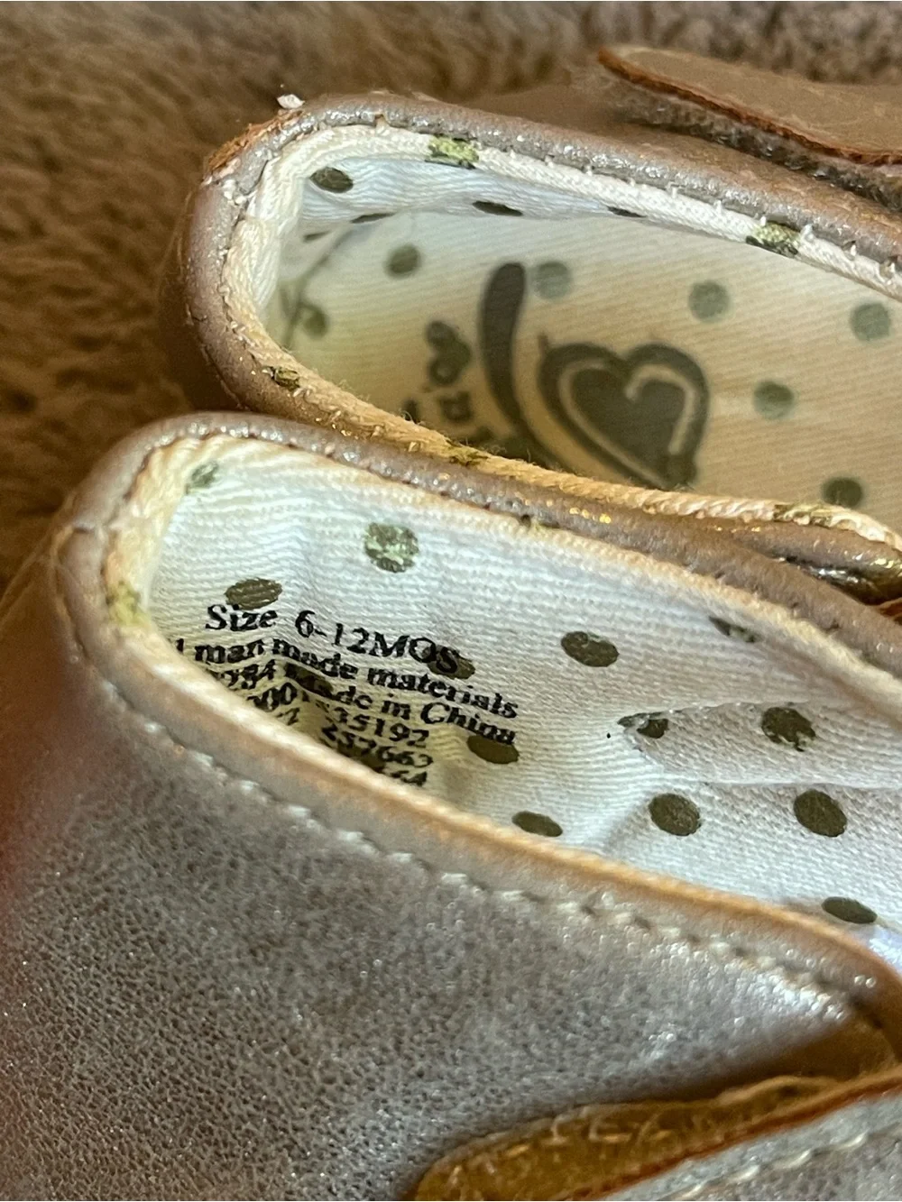 The Children's Place Metallic Gold Glitter Mary Jane Baby Shoes